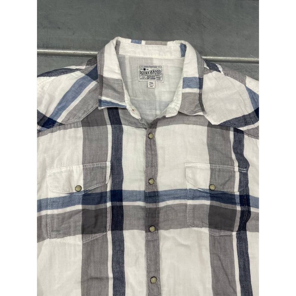 Lucky Brand Western Shirt Mens 2XL XXL Plaid Pearl Snap Classic Fit Cowboy Rodeo - Picture 3 of 9